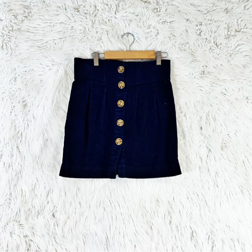Asos navy blue wide wale corduroy skirt